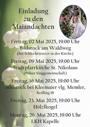 Maiandacht, Bildstock beim Memler