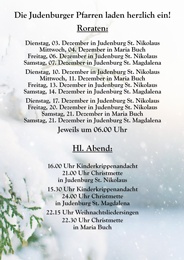 Weihnachtstermine der Judenburger Pfarren