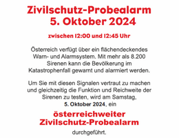Zivilschutz Probealarm